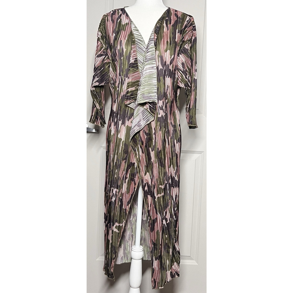 LuLaRoe Crinkle Open Front Cardigan Duster Coatigan Size Medium 3/4 Sleeves Lite